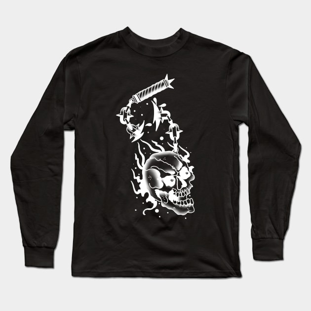 Gothic Skull Flail Chain Mace Long Sleeve T-Shirt by DecayGlasgow